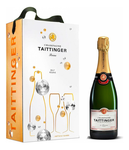 Champagne Taittinger Brut Reserve 750 Ml + 2 Copas