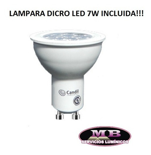 Imagen 2 de 10 de Pack Xpack X 2 Spot Redondo Movil Platil Completos Con Zocalos Gu10 Y Lamparas Dicroicas Led Marca: Candil 7w 220v