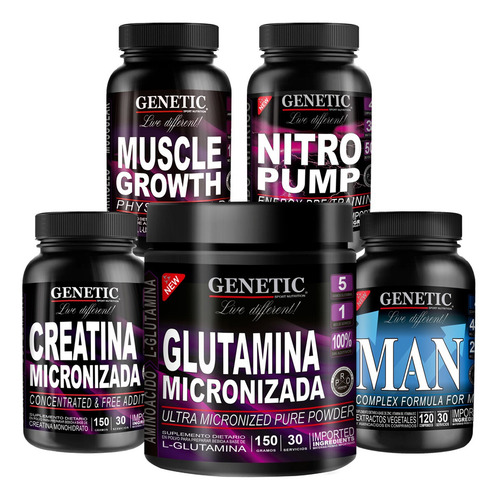 Anabolic 5 Prohorm Man Nitro Pump Glutamina Creatina Genetic Sabor Neutro