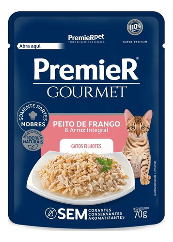 Sachê Premier Gourmet Peito De Frango Gatos Filhotes 70g