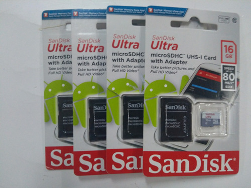 Cartão De Memoria 16gb Micro Sd Classe 10 80mb/s 4 Unidades