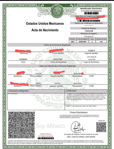 Acta De Nacimiento Certificado Cualquier Estado 