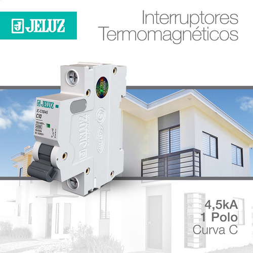 Imagen 4 de 8 de Llave Térmica Unipolar Curva C Jeluz 1x10 Amp C10
