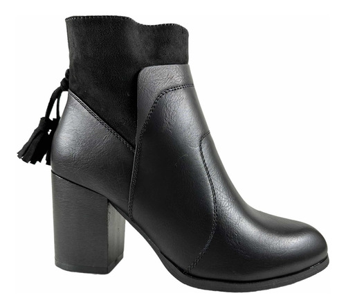 Botin Via Uno Mujer Negro 12084403 Cuero Pu