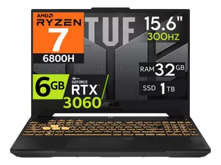 Asus Tuf A15 Ryzen 7 6800h 32gb 1tb Ssd Rtx3060 15.6' 300hz