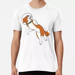 Remera Red And White Australian Shepherd In Space Algodon Pr