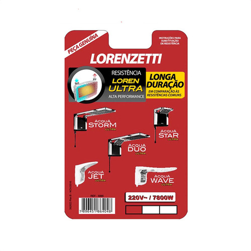 Resistência Lorenzetti Ducha Acqua Ultra 220v 7800w