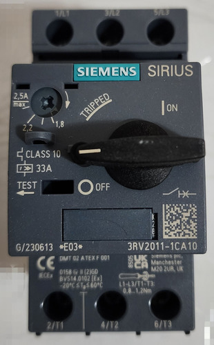 Guardamotor S00 1,80-2,50a 0,75kw 400v Siemens 3rv2011-1ca10