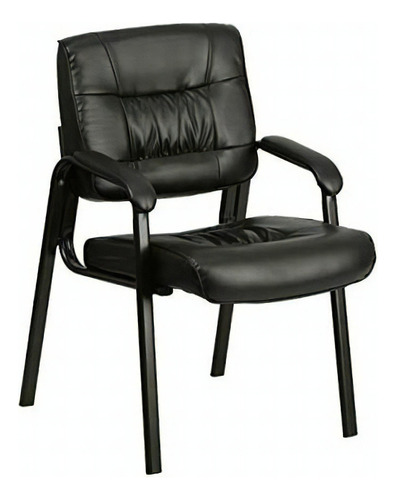 Flash Furniture Silla De Recepción (piel), Color Negro Color Black Leather/black Frame