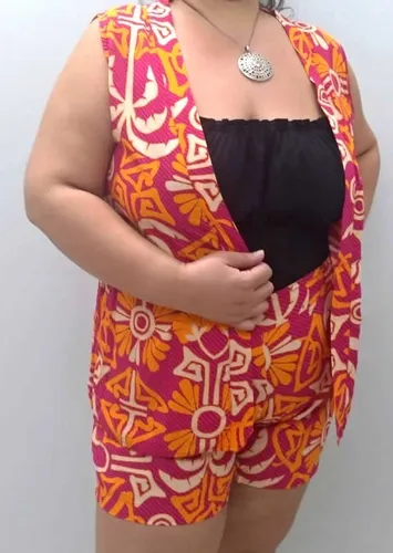 Conjuntos Femininos Short Kimono Plus Size Sem Manga Revenda R 49 99