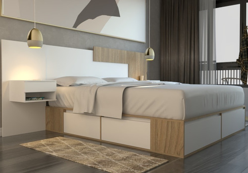 Imagen 8 de 10 de Box De Cama Cajonera + Zapatero Base Somier 1,80/2,00 Blanco