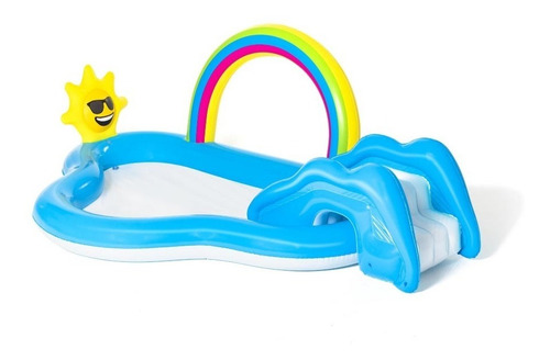 Imagen 2 de 9 de Pileta Inflable Bestway 53092 Arcoiris Tobogan 170 Lt