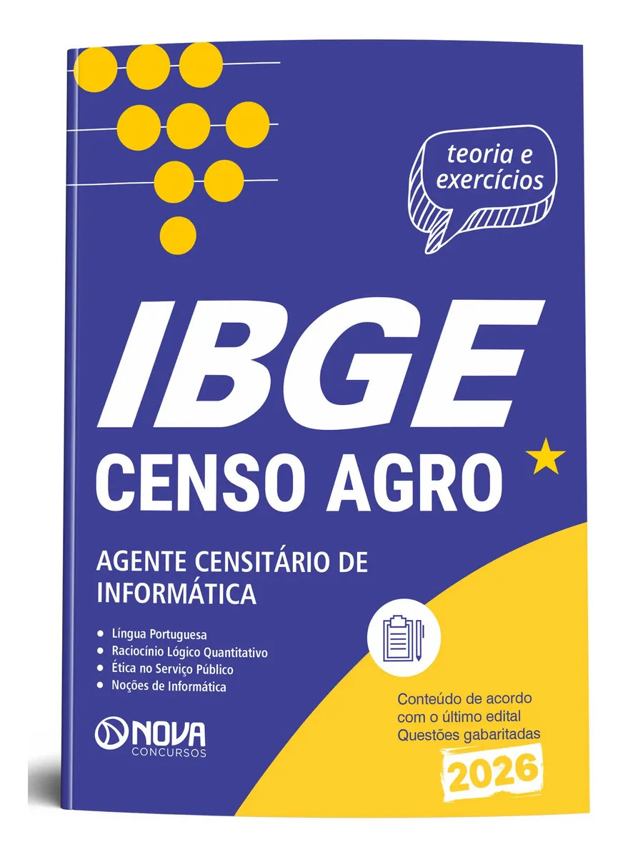 Apostila Ibge Temporário 2026 - Censo Agro - Agente Censitário De Informática - Editora Nova