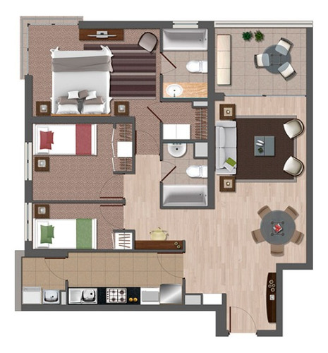 Arriendo Acogedor Departamento Orientación Nororiente 3d+2b