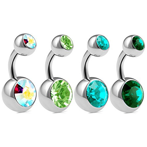 Aros - 4pcs 14g 1-4 Short Belly Button Rings Navel Jewelry S