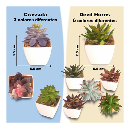 8 Plantas Suculentas Artificiales Decorativas De Plástico Verde