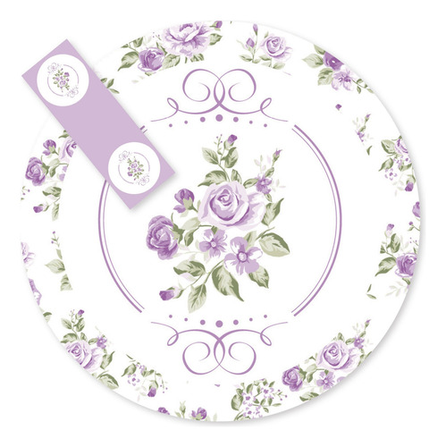 Kit Imprimible Shabby Chic Flores Violetas Candy Bar