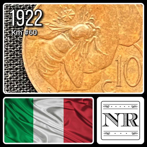 Italia - 10 Centesimi - Año 1922 - Km #60 - Abeja