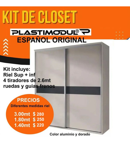 Kit Puertas Closet Corredizas Plastimodul De 180cm X 260  