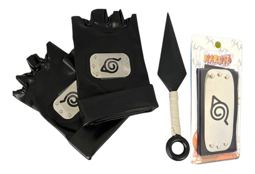 Kit Kakashi Sensei Guantes Vincha Kunai Naruto Cosplay