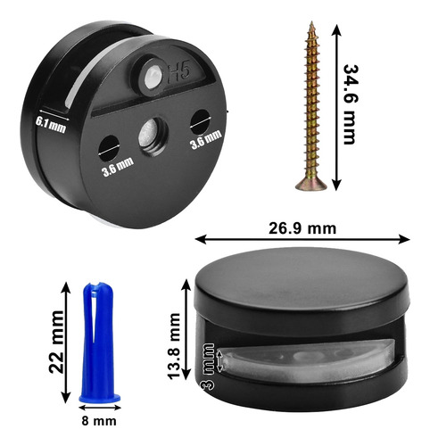 Herrajes Para Montaje De Espejos Sin Marco De 3-5 Mm, Paquet