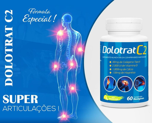 Imagem 4 de 4 de 2x Dolotrat C2 Colageno Tipo 2 40mg + Vitaminas 60 Comps