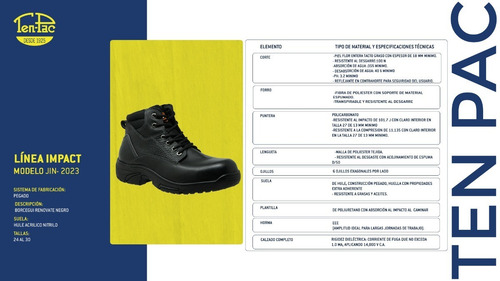Imagen 10 de 10 de Calzado De Seguridad Ten-pac Borcegui Renovate Color Negro