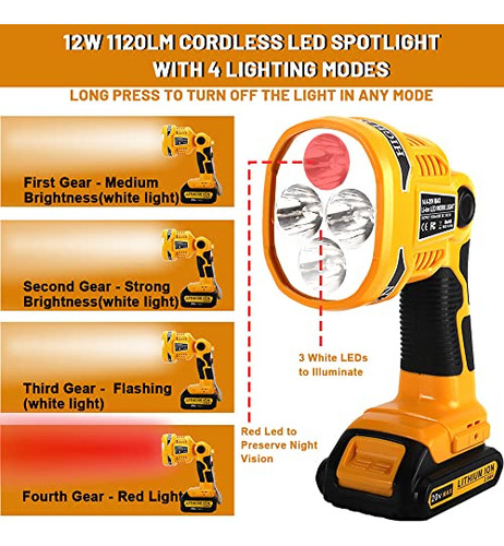 Lmpara Led Yex-bur 12w 1120lm 20v Max Con Batera Dewalt 20v