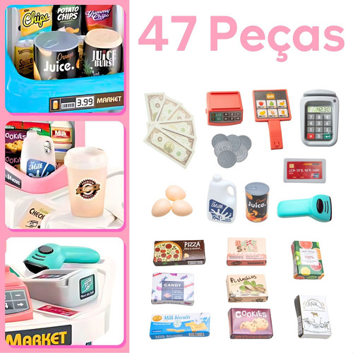 Mercadinho Infantil Caixa Registradora E Carrinho Brinquedo