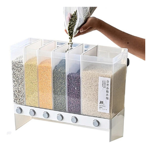 Dispensador De Granos Y Cereales Con 6 Divisiones 10ltr. 