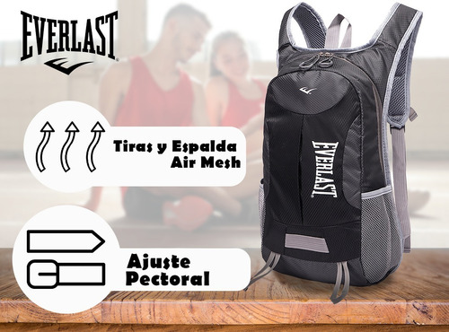 Imagen 6 de 10 de Mochila Everlast Bici Running Trekking Liviana Acolchada Hb