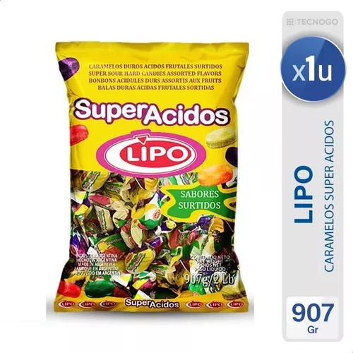  Caramelos Lipo Super Ácidos Frutales Sin Tacc - 907 G