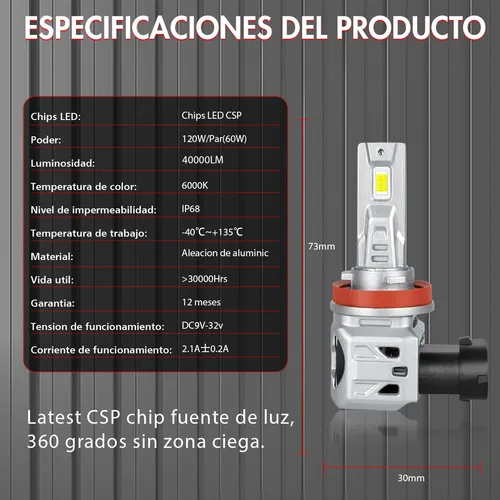 40000lm- Kit De Faros Delanteros Led 9005 H11 Luz Alta/baja
