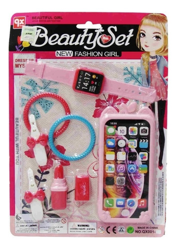 Set De Belleza Blister Reloj Celular Accesorios Infantil