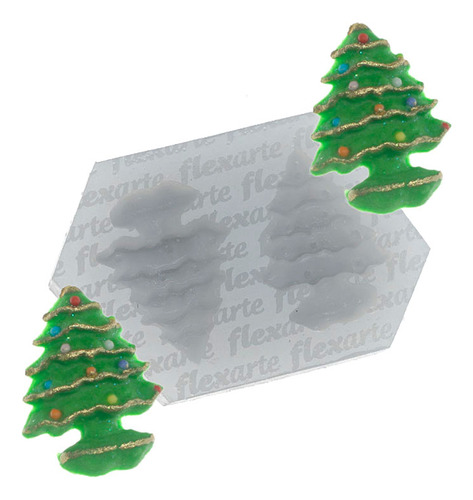 Molde De Silicone 816 - Dupla Árvores De Natal Eva Flexarte
