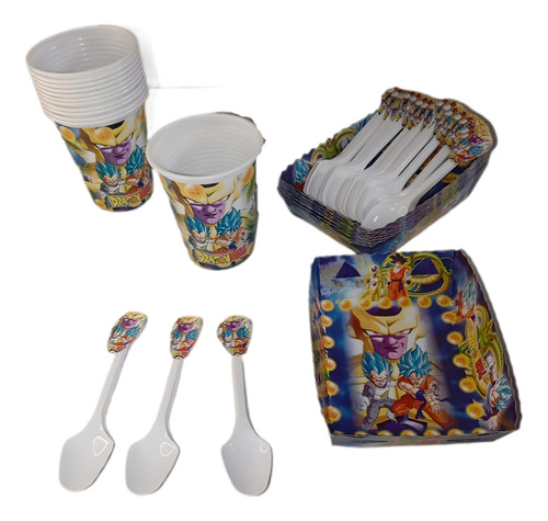 Kit Decoracion Infantil Dragon Ball 12niños Vasos+platos+cub