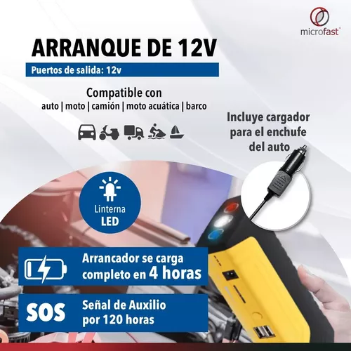 Arrancador Portátil De Auto Moto Powerbank Linterna 50800mah