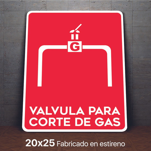 Señalamiento Valvula De Gas Letrero 20x25