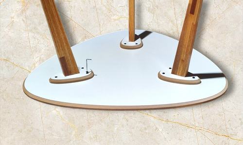 Juego De Comedor Diseño Mesa Pua 92cm + 3 Sillas Tulip Blanco Cuero Blanco
