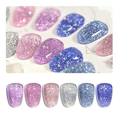 Gaoy Chrome Platinum Glitter Gel Nail Polish Juego De 8wg6d