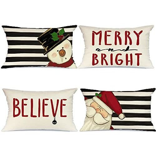 Aeney Christmas Pillow Covers 12x20 Conjunto De 4 Dvhbw