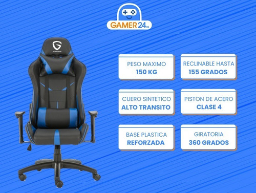 Silla Para Escritorio Gamer Reclinable The Game House Negra