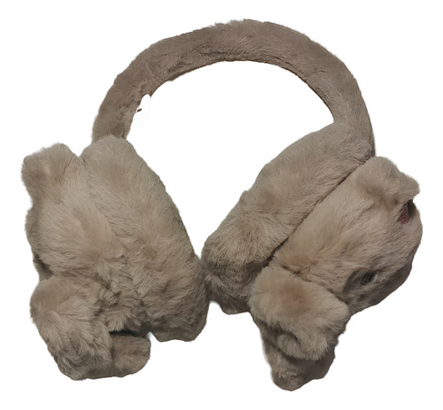 Orejera Vincha Peluche Abrigo Protector Frio Suave Comodo Beige Tela De Peluche.