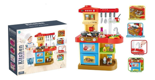 Set Cocina De Juguete Infantil 72cm Agua Sonidos Y Luz 