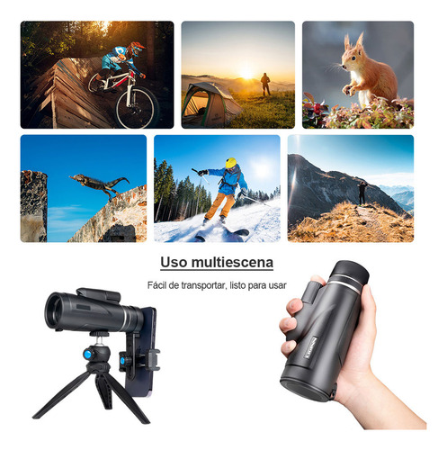 Telescopio Monocular De 12x50 Portátiles Hd Para Celular