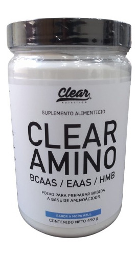 Clear Amino Bcaas Eaas Y Hmb Aminoacidos 450g 50 Servs Sabor Mora Azul