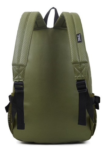 Mochila Eco Cuero Para Viaje Escolar Universitaria Bolsillos Color Verde Diseño De La Tela Liso
