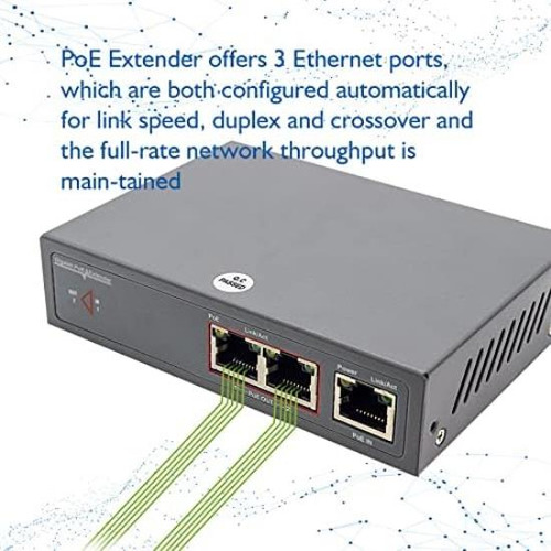 Extensor Gigabit Poe 1 En 2 Puertos Funciona Con Conmutador