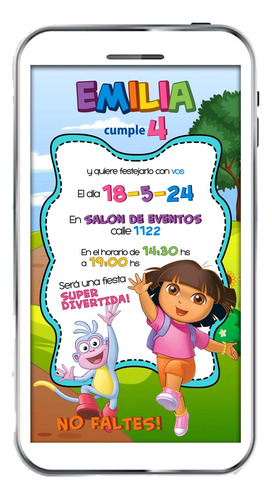 Invitación Digital Dora La Exploradora Cumpleaños Infantil