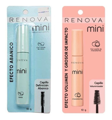 2 Mascara De Pestañas Renova Mini Macadamia & Coco 10g